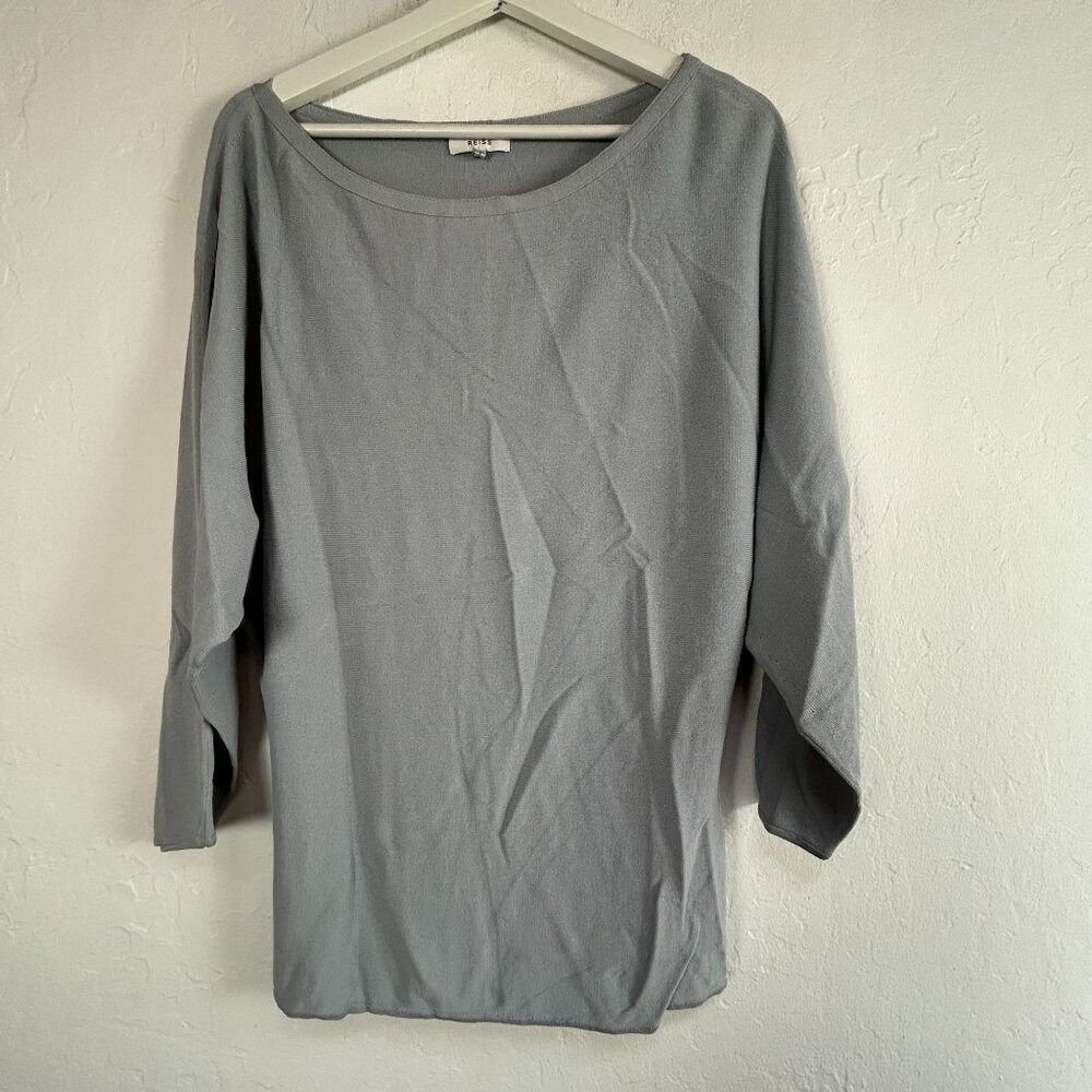Reiss Women’s EVANNA Gray Knit Top Small Boat Neck Dolman Sleeve Textured Casual